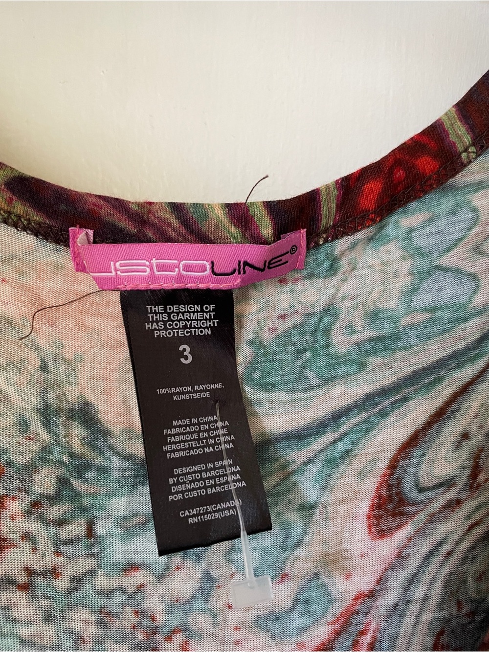 Custo Barcelona Abstract Swirl Sleeveless Tunic in Red, Teal & Black - Picture 2 of 5
